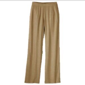 NWT Linen Blend Wide Leg Pull-on Palazzo Pants Pockets Flat Front 18P (PXL) Tan